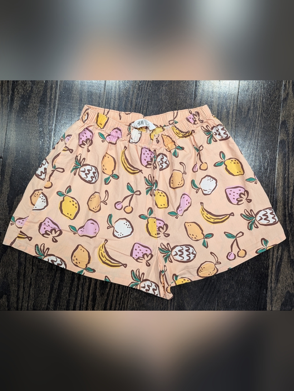 4/$20 H&M Girls Shorts 10 Peach Fruit Print Cotton Elastic Waist Summer